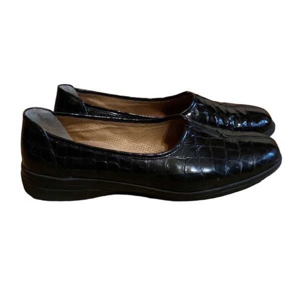 Gabor black patent croc embossed leather loafers UK Size 8 = Size 10.5 - Picture 1 of 12